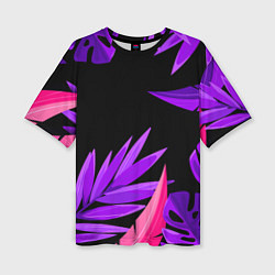 Женская футболка оверсайз Floral composition - neon