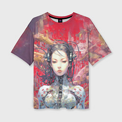 Футболка оверсайз женская Боевая девушка-оператор мехов, цвет: 3D-принт