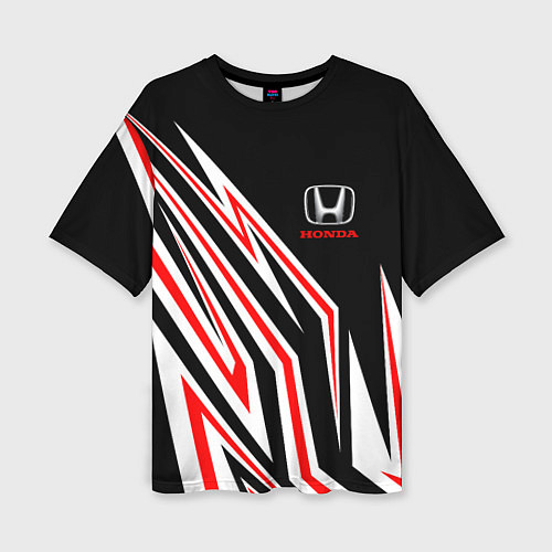Женская футболка оверсайз Хонда - белый и красный / 3D-принт – фото 1