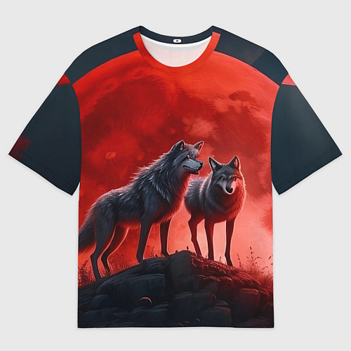 Женская футболка оверсайз Кровавая луна / 3D-принт – фото 1