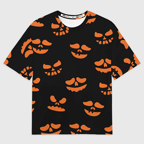 Женская футболка оверсайз Рожицы тыквы / 3D-принт – фото 1
