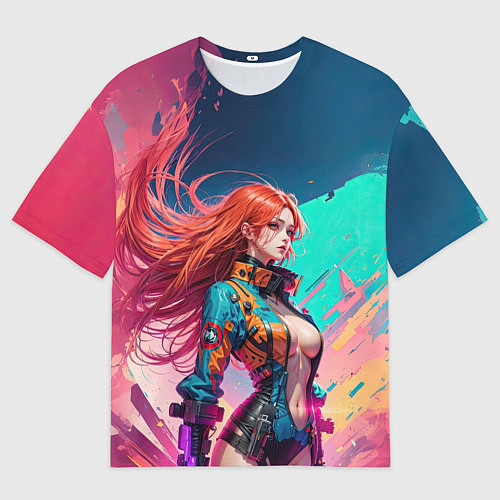 Женская футболка оверсайз Девушка-пилот космического карабля / 3D-принт – фото 1