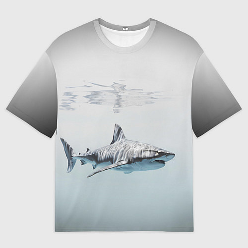 Женская футболка оверсайз Акула большая белая в толще воды / 3D-принт – фото 1