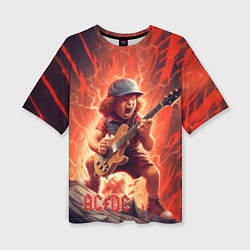 Женская футболка оверсайз ACDC fire rock