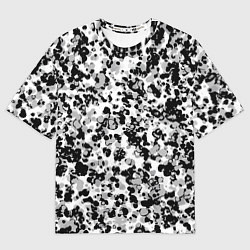 Футболка оверсайз женская Пятнистый чёрно-серый паттерн, цвет: 3D-принт