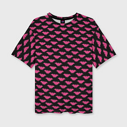 Женская футболка оверсайз Розовые летучие мышки