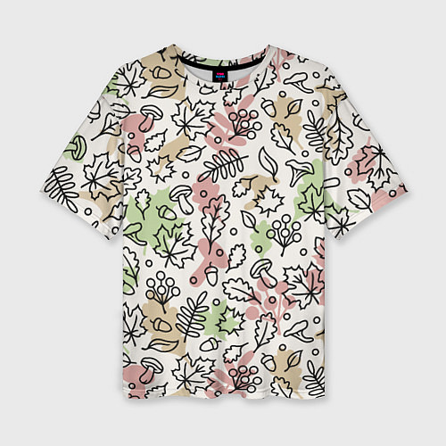 Женская футболка оверсайз Осень - бежевый / 3D-принт – фото 1