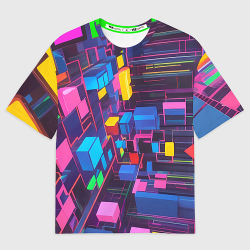Женская футболка оверсайз Пространство с кубами / 3D-принт – фото 1