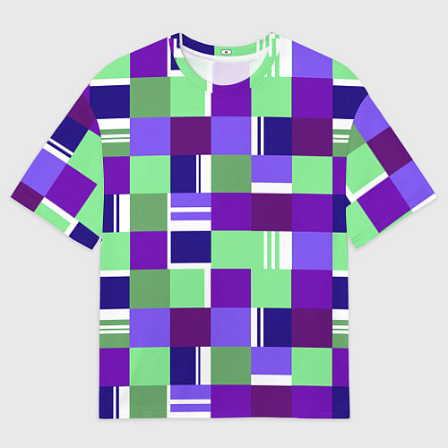 Женская футболка оверсайз Ретро квадраты баклажановые / 3D-принт – фото 1