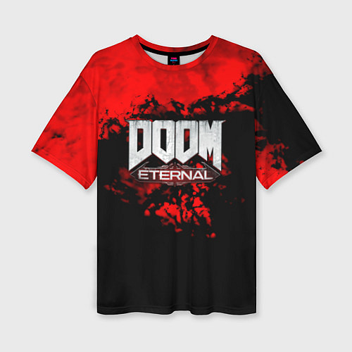 Женская футболка оверсайз Doom blood game / 3D-принт – фото 1