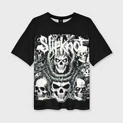 Женская футболка оверсайз Slipknot и черепушки