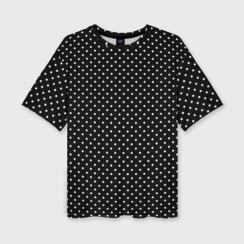 Женская футболка оверсайз В мелкий горошек на черном фоне / 3D-принт – фото 1