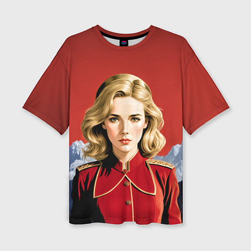Женская футболка оверсайз Девушка в красной униформе / 3D-принт – фото 1