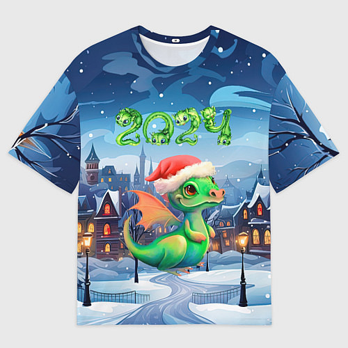 Женская футболка оверсайз Милый дракончик 2024 / 3D-принт – фото 1