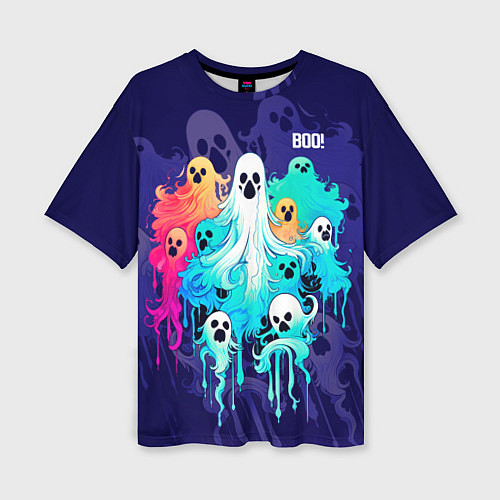 Женская футболка оверсайз Разноцветные привидения / 3D-принт – фото 1