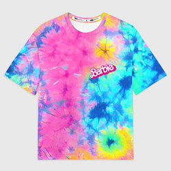 Футболка оверсайз женская Barbie - floral pattern - tie-dye, цвет: 3D-принт