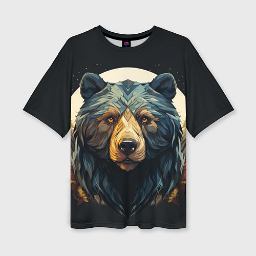 Женская футболка оверсайз Арт осенний медведь / 3D-принт – фото 1