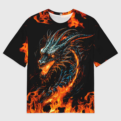 Женская футболка оверсайз Свирепый огненный дракон 2024 / 3D-принт – фото 1