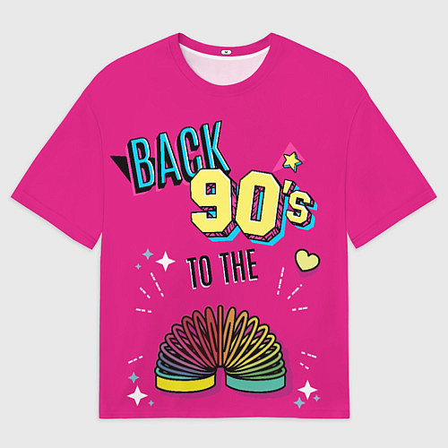 Женская футболка оверсайз Назад в 90ые - радуга пружинка игрушка / 3D-принт – фото 1