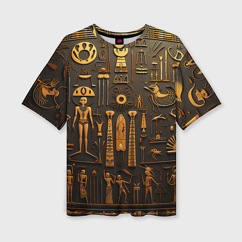 Женская футболка оверсайз Арт в стиле египетских письмен / 3D-принт – фото 1