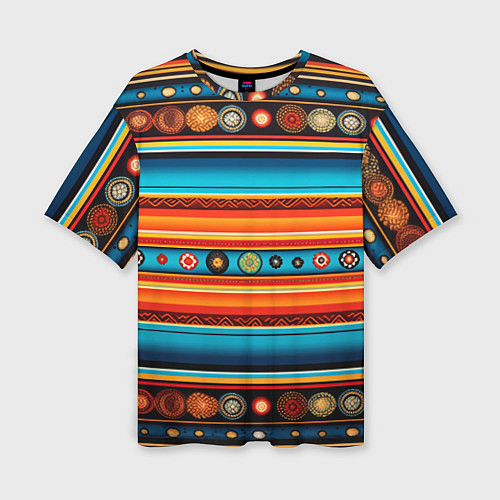 Женская футболка оверсайз Этнический узор в горизонтальную полоску / 3D-принт – фото 1