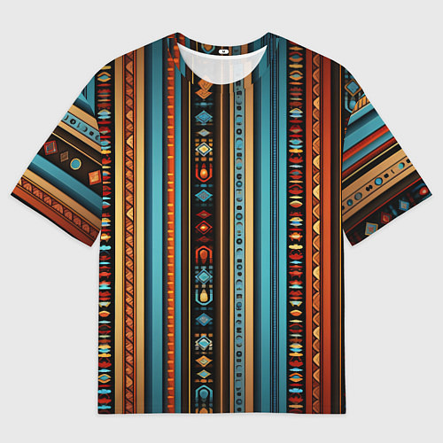 Женская футболка оверсайз Этнический паттерн в вертикальную полоску / 3D-принт – фото 1