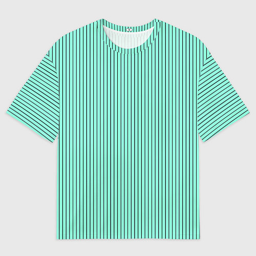 Женская футболка оверсайз Мятный полосатый / 3D-принт – фото 1