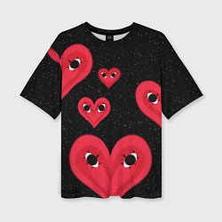 Женская футболка оверсайз Космические сердца