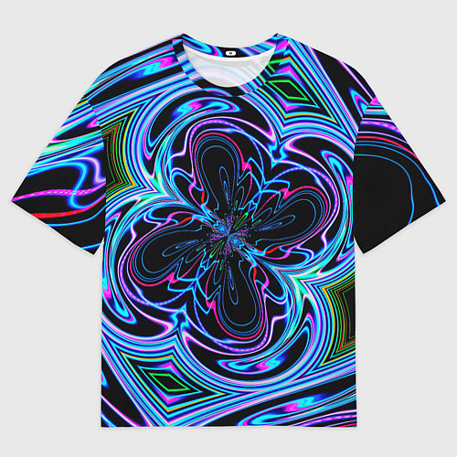 Женская футболка оверсайз Абстракция neon / 3D-принт – фото 1