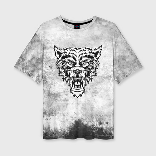 Женская футболка оверсайз Texture - разозленный волк / 3D-принт – фото 1