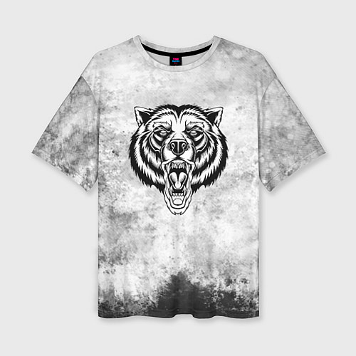 Женская футболка оверсайз Texture - медведь в ярости / 3D-принт – фото 1