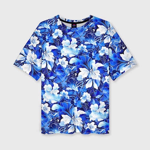 Женская футболка оверсайз Голубой цветник / 3D-принт – фото 1