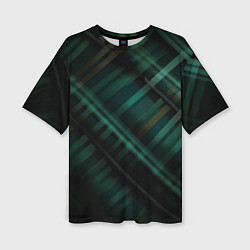 Женская футболка оверсайз Тёмно-зелёная шотландская клетка