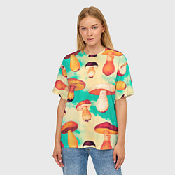Футболка оверсайз женская Грибы в небе паттерн, цвет: 3D-принт — фото 2