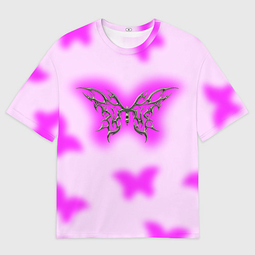 Женская футболка оверсайз Y2K purple butterfly / 3D-принт – фото 1