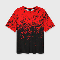 Женская футболка оверсайз Красно-чёрный переход