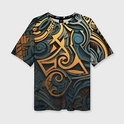 Женская футболка оверсайз Абстрактный узор в викингском стиле