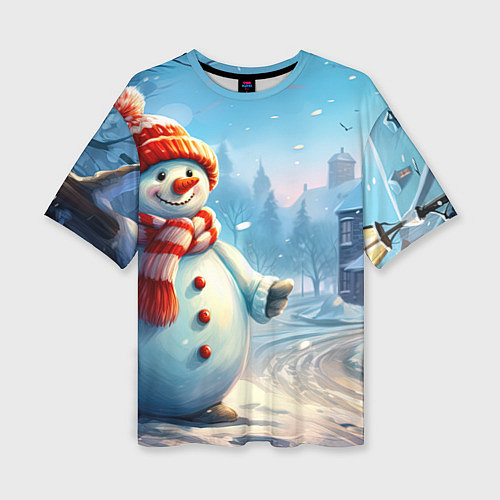 Женская футболка оверсайз Снеговик новогодний / 3D-принт – фото 1