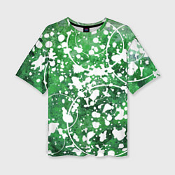 Женская футболка оверсайз Абстракция - круги на зелёном