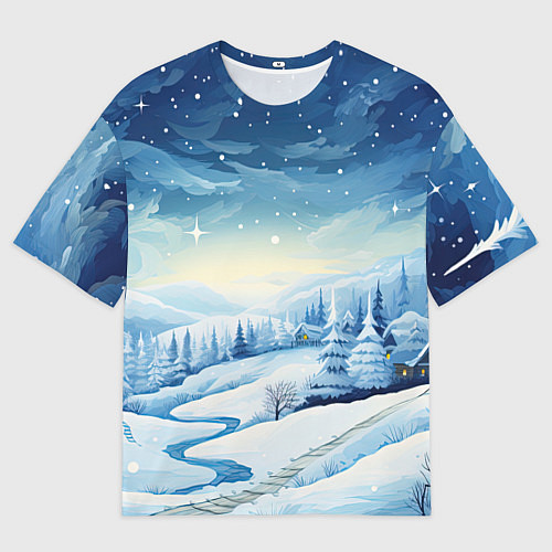 Женская футболка оверсайз Новогодняя опушка / 3D-принт – фото 1