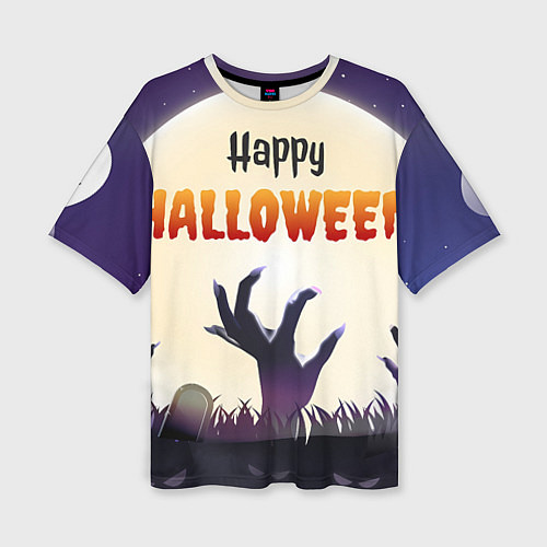 Женская футболка оверсайз Кладбище хэллоуин / 3D-принт – фото 1