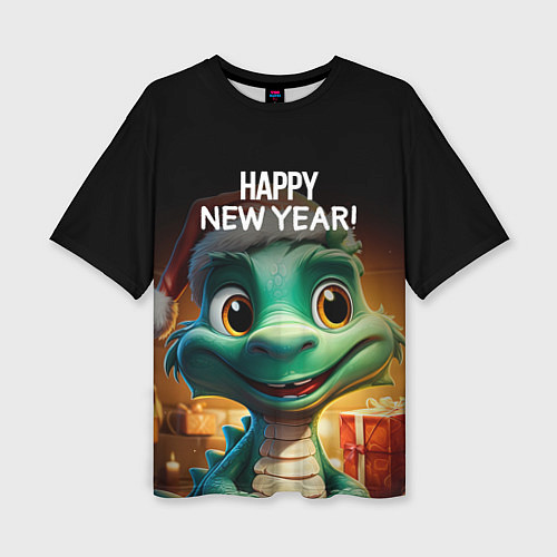 Женская футболка оверсайз Happy new year green drogon / 3D-принт – фото 1