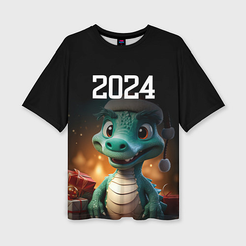 Женская футболка оверсайз Новый год 2024 символ года / 3D-принт – фото 1