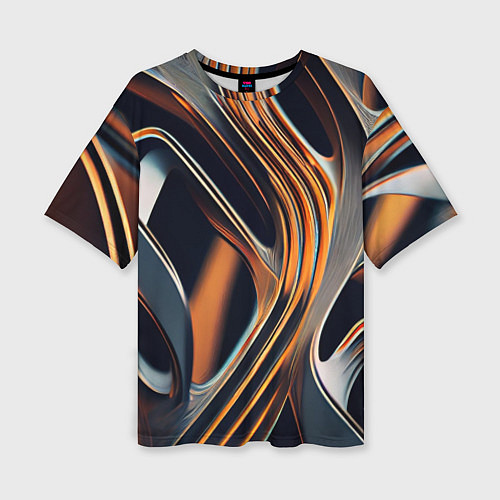 Женская футболка оверсайз Слияние красок оранжевого и чёрного абстракция / 3D-принт – фото 1