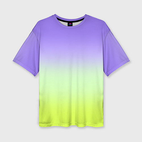 Женская футболка оверсайз Фиолетовый мятный и желто-зеленый градиент / 3D-принт – фото 1