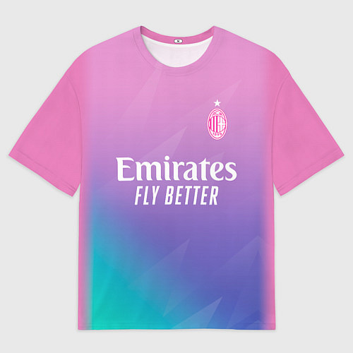 Женская футболка оверсайз ФК Милан форма 23-24 третья / 3D-принт – фото 1