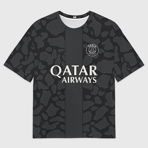 Женская футболка оверсайз Килиан Мбаппе форма ПСЖ 23-24 третья / 3D-принт – фото 1