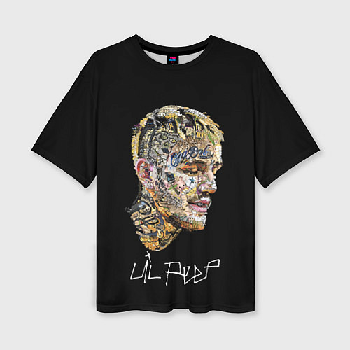 Женская футболка оверсайз Lil Peep mosaic rap / 3D-принт – фото 1