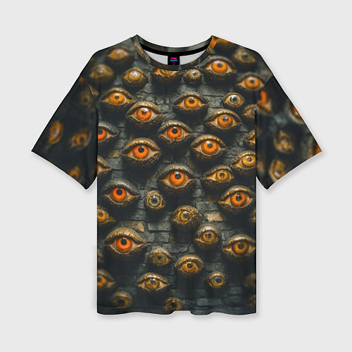 Женская футболка оверсайз Глаза на стене / 3D-принт – фото 1
