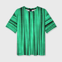 Женская футболка оверсайз Абстракция полосы зелёные